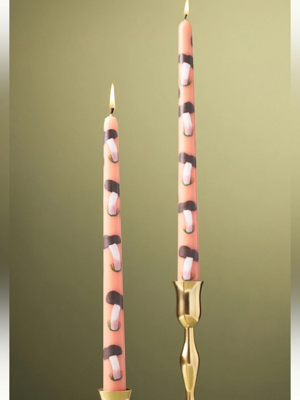 NIB Forage Fall Icon Taper Candles, Set of 2 in Orange Mushroom